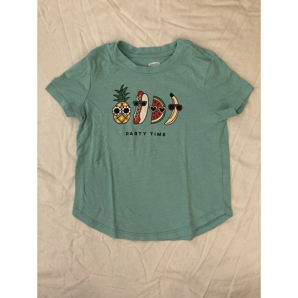 XS (5) Old Navy girls clothes - 1 piece T shirt | food and text theme